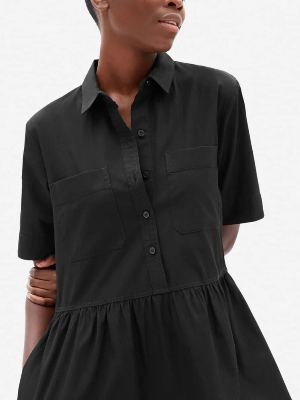 Everlane The Parklet Shirtdress Black Cotton Short Sleeve Size 4 - Picture 3 of 9